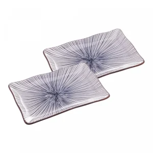 CONJUNTO 2 PRATOS RETANGULARES DE PORCELANA PARA SUSHI KOJI 11,5cm x 19,5cm x 2,5cm - Wolff