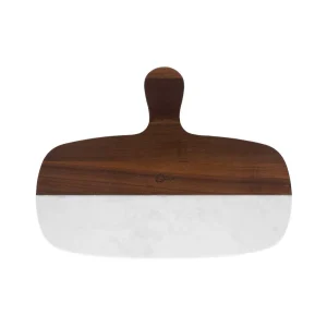 TÁBUA PARA SERVIR EM MÁRMORE E MADEIRA 40,6 Cm BRANCO